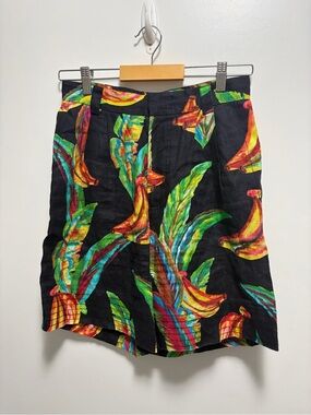 FARM RIO Preta Tropical Banana Floral Linen High-Waisted Shorts Size XS